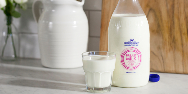 The new Lewis Road Creamery blue lid 'breast milk' actually comes from a cow.
The new Lewis Road Creamery blue lid 'breast milk' actually comes from a cow.