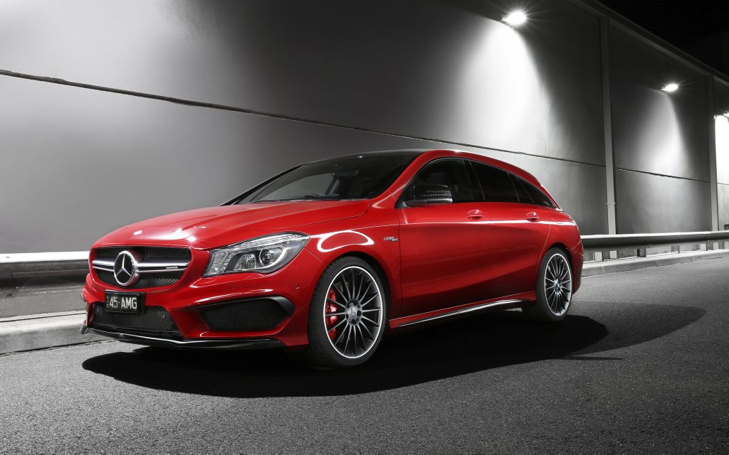 EXPRESS WAGON: CLA 45 AMG variant hits 100kmh in 4.7-seconds and shows off the Shooting Brake style at its sporty best. Costs $89,900 before on-roads though. EXPRESS WAGON: CLA 45 AMG variant hits 100kmh in 4.7-seconds and shows off the Shooting Brake style at its sporty best. Costs $89,900 before on-roads though.