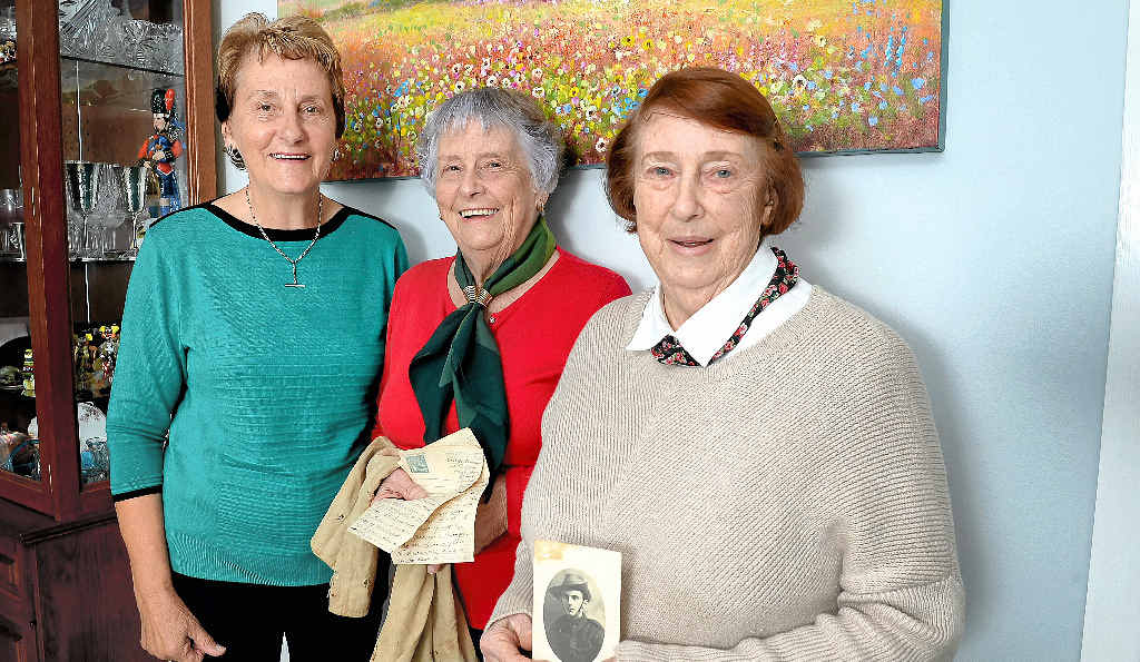 LONG LOST MAIL: Sisters, Barbara Ryan, Ednay Davidson and Miriam Arthur, were moved and happy to be reunited with a letter who went missing for 97 years. The letter was from their dad, Alfred Earnest, AKA Earnie, which he sent from the UK in 1918. LONG LOST MAIL: Sisters, Barbara Ryan, Ednay Davidson and Miriam Arthur, were moved and happy to be reunited with a letter who went missing for 97 years. The letter was from their dad, Alfred Earnest, AKA Earnie, which he sent from the UK in 1918.
