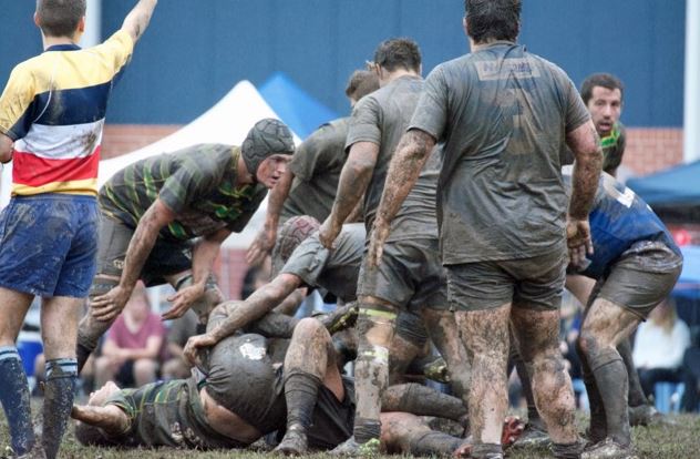 Even their mothers would have difficulty identifying the Vikings from the Marlins in the mud bath at Southern Cross University. Even their mothers would have difficulty identifying the Vikings from the Marlins in the mud bath at Southern Cross University.