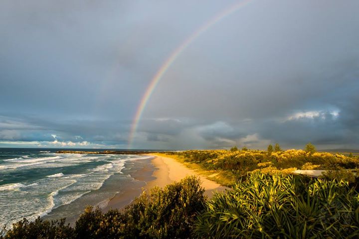 Scott Rolph of Early Bird Photography took this image of a rainbow over Lighthouse Beach, Ballina.