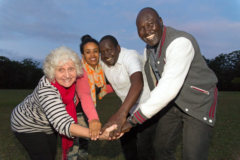Council's Community Development Officer Susan Clarke with members of the African Social Club: Meron, from Ethiopia, and Samuel Manguen and Apach Mapieu, who are both from South Sudan. 15 JUNE 2015 Council's Community Development Officer Susan Clarke with members of the African Social Club: Meron, from Ethiopia, and Samuel Manguen and Apach Mapieu, who are both from South Sudan. 15 JUNE 2015