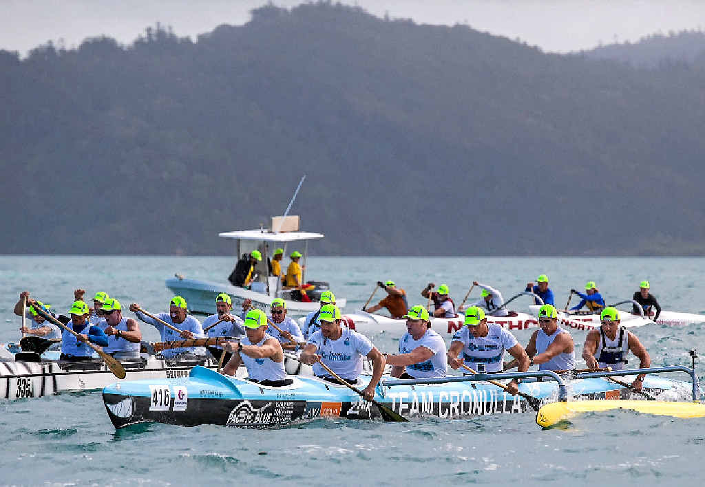 OAR-SOME: The Cronulla crew leads the way in the 42km Clash of Paddles event. OAR-SOME: The Cronulla crew leads the way in the 42km Clash of Paddles event.