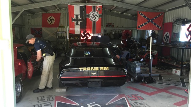 Police discovered Neo-Nazi material in a Cooktown shed. Police discovered Neo-Nazi material in a Cooktown shed.