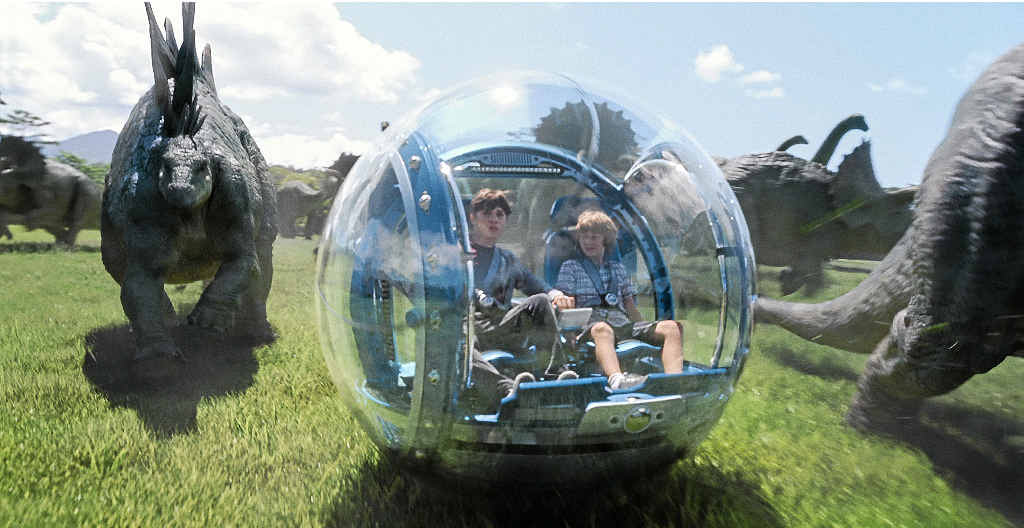 VISUALLY AMAZING: Nick Robinson and Ty Simpkins in a scene from the movie Jurassic World. VISUALLY AMAZING: Nick Robinson and Ty Simpkins in a scene from the movie Jurassic World.