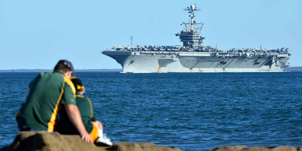 HELLO SAILORS: The USS George Washington naval ship sails past Caloundra during its 2013 visit to Queensland. HELLO SAILORS: The USS George Washington naval ship sails past Caloundra during its 2013 visit to Queensland.