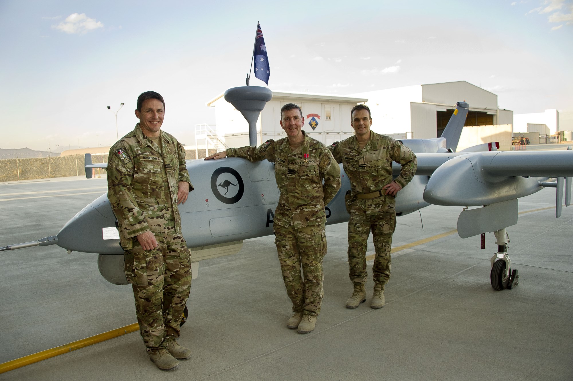 Operation Slipper’s fifteenth and final Heron Remotely Piloted Aircraft (RPA) detachment flew its last mission from Afghanistan’s Kandahar Airfield on 30 Nov 14.
Since August 2009 Heron flights have completed over 27,000 mission hours providing high resolution intelligence, surveillance and reconnaissance support to Australian. Operation Slipper’s fifteenth and final Heron Remotely Piloted Aircraft (RPA) detachment flew its last mission from Afghanistan’s Kandahar Airfield on 30 Nov 14.
Since August 2009 Heron flights have completed over 27,000 mission hours providing high resolution intelligence, surveillance and reconnaissance support to Australian.