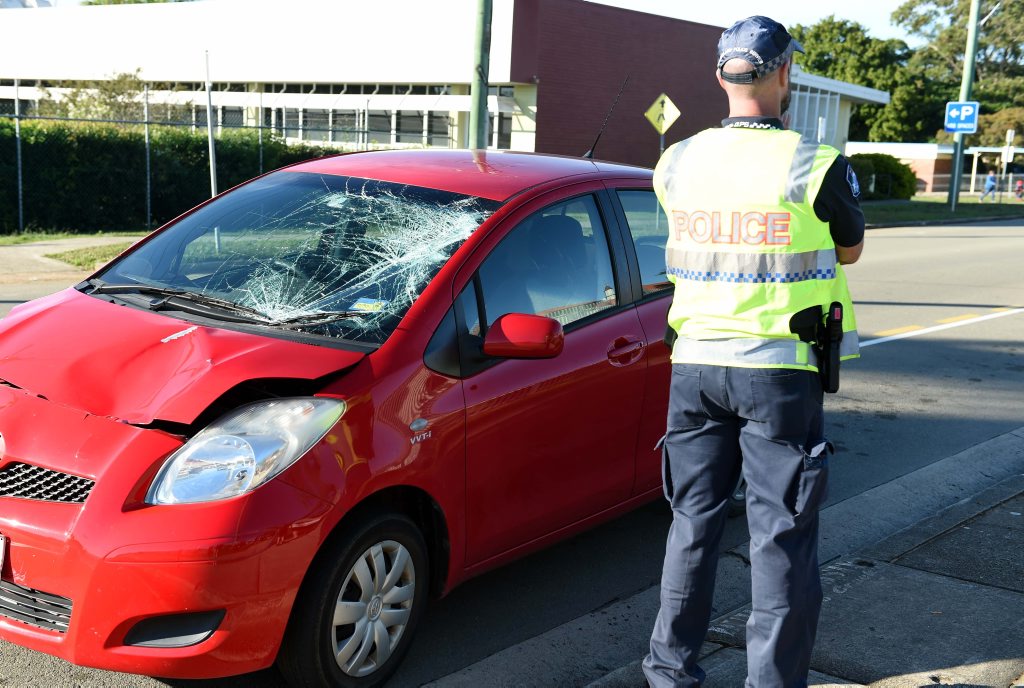 A woman has been taken to hospital in a serious condition after being struck by a car. A woman has been taken to hospital in a serious condition after being struck by a car.