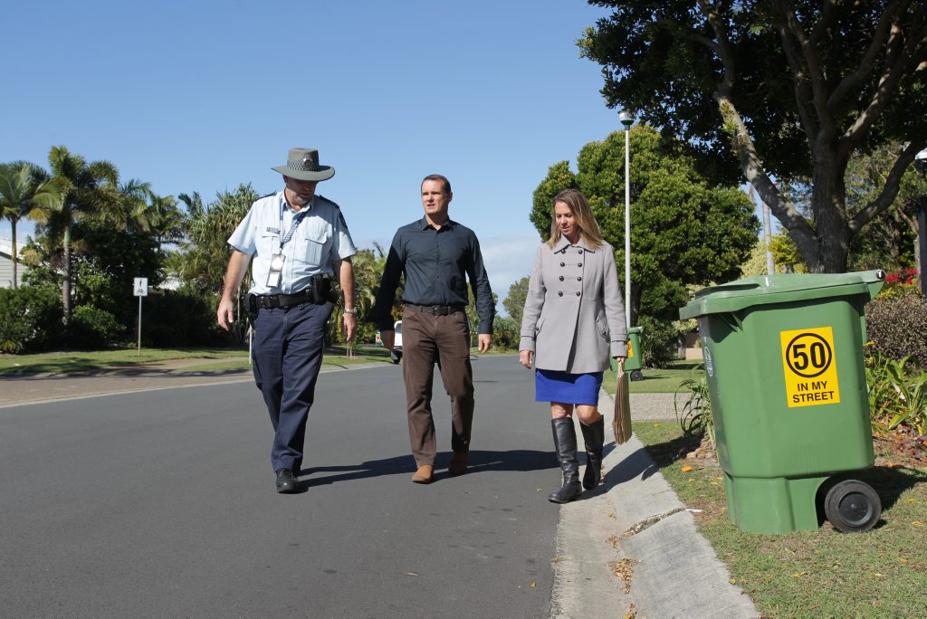 Launching the 50 in my Street campaign in Dune Vista Dr are (from left) Kawana Waters police officer-in-charge Senior Sergeant Steve Roberts, Sunshine Coast Councillor Peter Cox and Bokarina Neighbourhood Watch committee coordinator Lara Blackbeard. Photo Stuart Cumming/ Sunshine Coast Daily Launching the 50 in my Street campaign in Dune Vista Dr are (from left) Kawana Waters police officer-in-charge Senior Sergeant Steve Roberts, Sunshine Coast Councillor Peter Cox and Bokarina Neighbourhood Watch committee coordinator Lara Blackbeard. Photo Stuart Cumming/ Sunshine Coast Daily