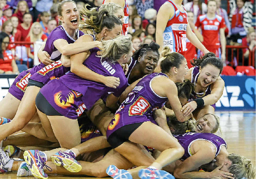 The Queensland Firebirds celebrate after winning the ANZ Championship. The Queensland Firebirds celebrate after winning the ANZ Championship.