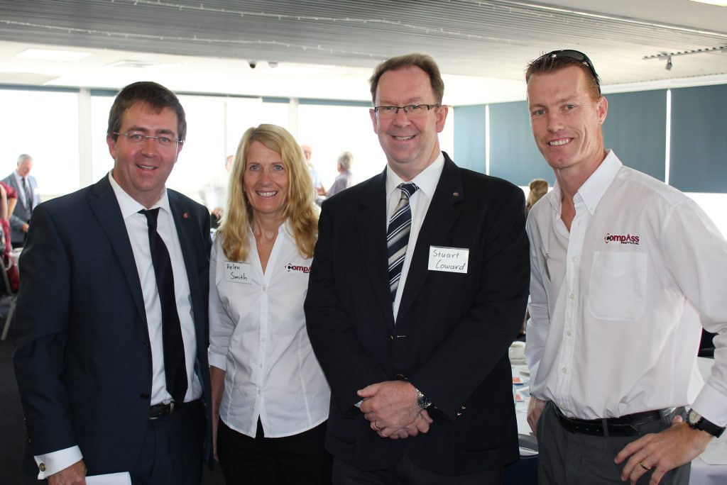 Senator James McGrath (left), Helen Smith (Compass Institute), Stuart Coward (STEPS Group), DJ McGlynn (Compass Training) consulting with local businesses at Maroochydore Surf Club on Tuesday, February 17. Photo: Richard Bruinsma Senator James McGrath (left), Helen Smith (Compass Institute), Stuart Coward (STEPS Group), DJ McGlynn (Compass Training) consulting with local businesses at Maroochydore Surf Club on Tuesday, February 17. Photo: Richard Bruinsma