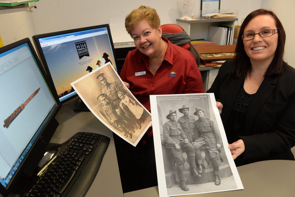 QUEENSLAND ANZACS: Sue Gammon and Peta Browne with a few of the photographs contributed by the public. Photo: Mike Knott / NewsMail QUEENSLAND ANZACS: Sue Gammon and Peta Browne with a few of the photographs contributed by the public. Photo: Mike Knott / NewsMail