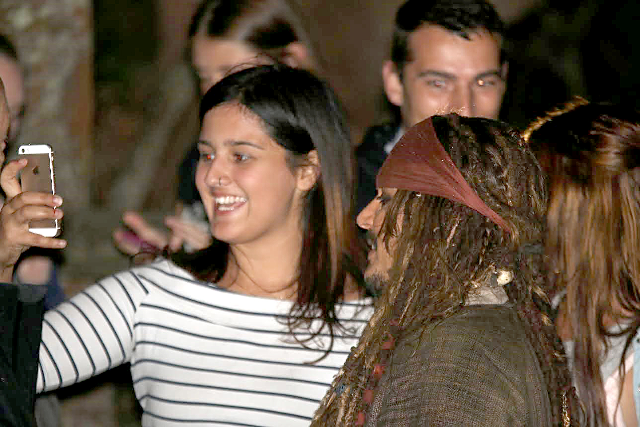 Actor Johnny Depp greeted fans yesterday at Hastings Point after a long day of filming Pirates of the Caribbean: Dead Men Tell No Tales. Photo: contributed. Actor Johnny Depp greeted fans yesterday at Hastings Point after a long day of filming Pirates of the Caribbean: Dead Men Tell No Tales. Photo: contributed.