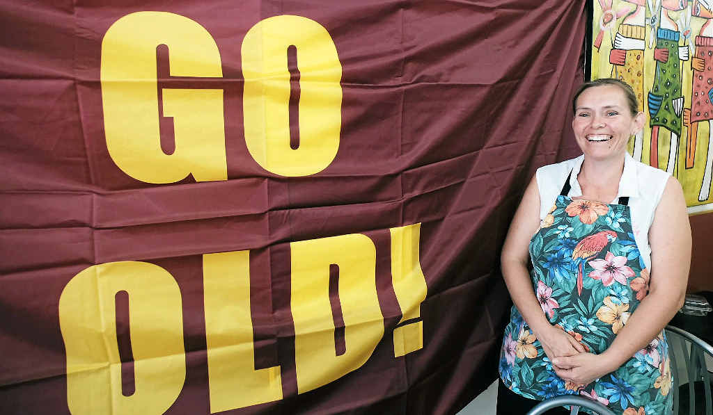 MAROON POWER: Whitsunday Bakery’s Sheena Hinschen is looking forward to the Maroons’ visit next Tuesday. Photo Matthew Newton MAROON POWER: Whitsunday Bakery’s Sheena Hinschen is looking forward to the Maroons’ visit next Tuesday. Photo Matthew Newton