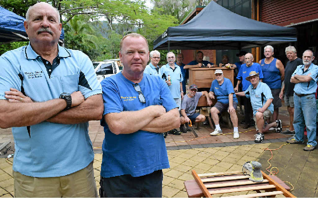 NEW HOME NEEDED: Men’s Shed members Steve Halter, Bob Bristow and the crew. NEW HOME NEEDED: Men’s Shed members Steve Halter, Bob Bristow and the crew.