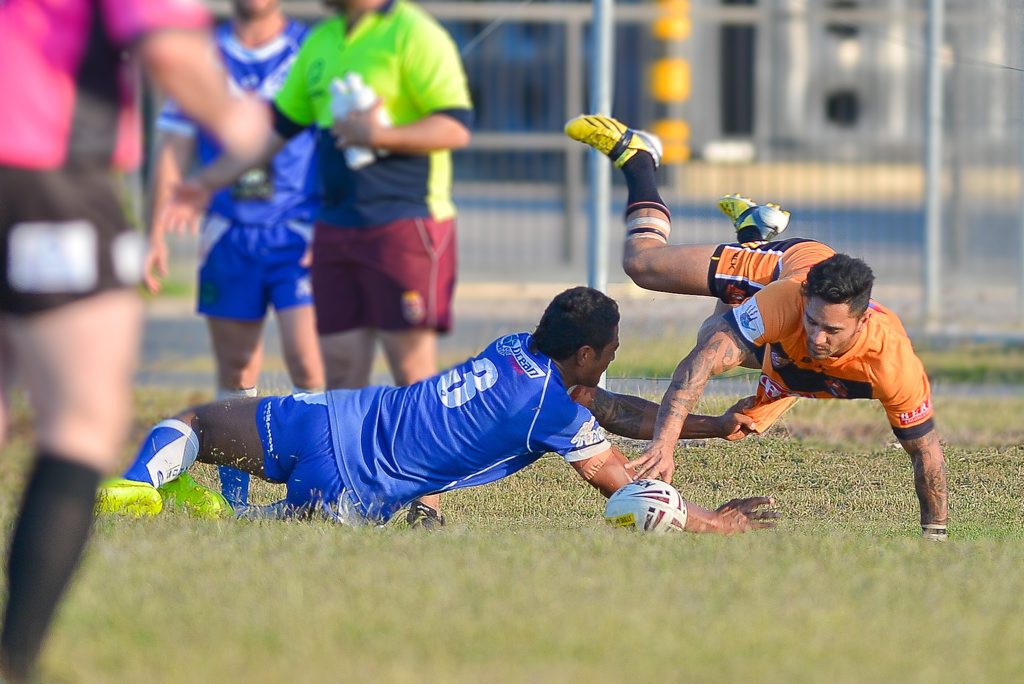 Winger Dexter Absolum dives for the corner to put Wallabys within two of Valleys at Albion Park on Sunday. Photo Mike Richards / The Observer Winger Dexter Absolum dives for the corner to put Wallabys within two of Valleys at Albion Park on Sunday. Photo Mike Richards / The Observer