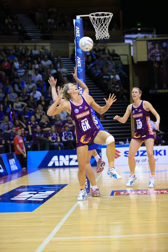 Laura Geitz (GK) and Clare McMeniman (GD) will combine for the Firebirds in Sunday's ANZ Championships grand final. Photo Netball Queensland Laura Geitz (GK) and Clare McMeniman (GD) will combine for the Firebirds in Sunday's ANZ Championships grand final. Photo Netball Queensland