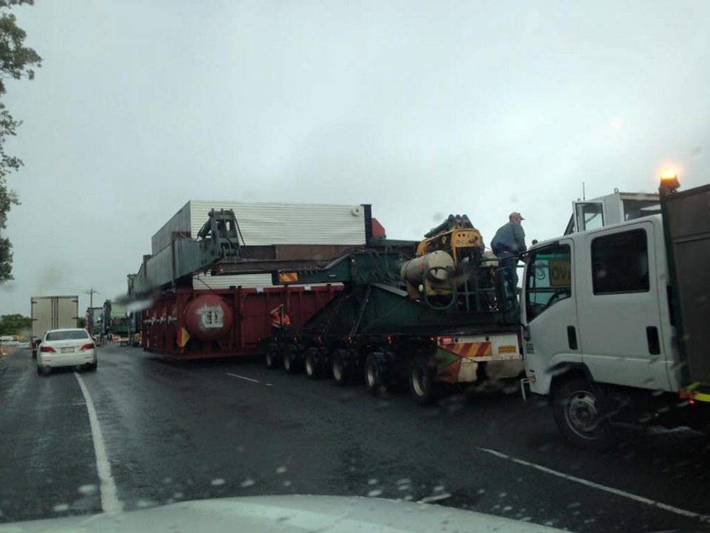 Stephen Rendall? took this photo of the wide load that is causing traffic delays on the Pacific Highway. Stephen Rendall? took this photo of the wide load that is causing traffic delays on the Pacific Highway.
