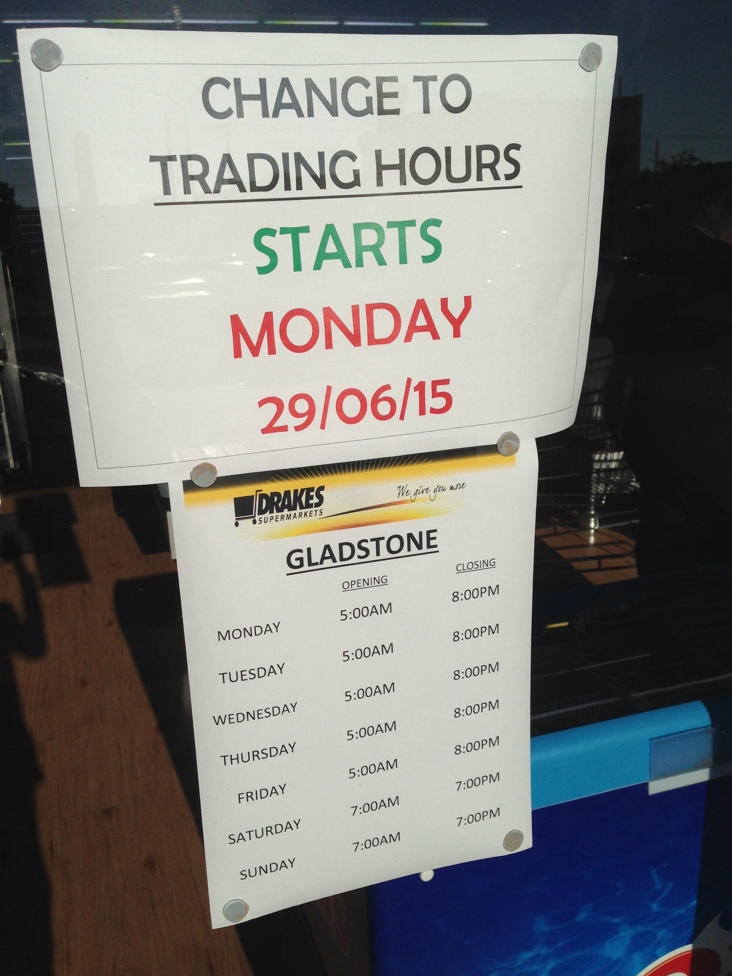 DRAKES IGA has changed its trading hours again. DRAKES IGA has changed its trading hours again.