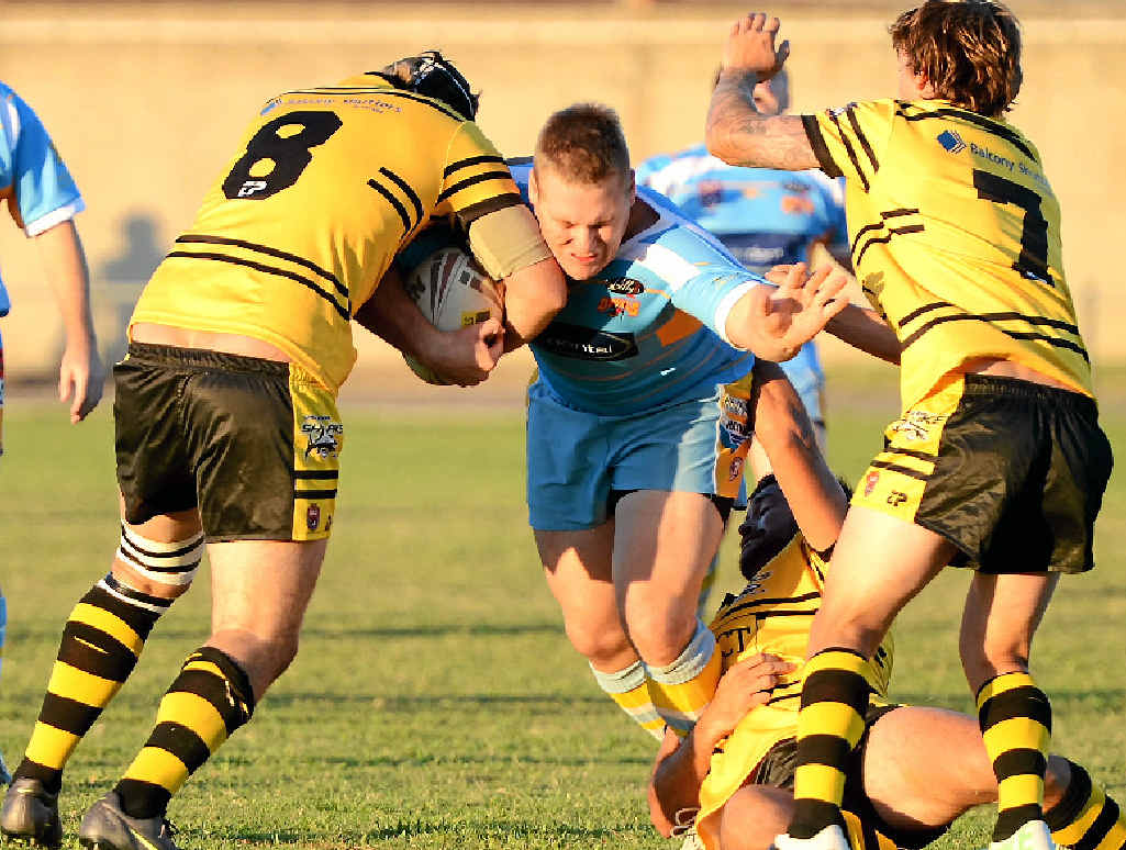 IN THE TACKLE: Josh Greaves, pictured at Albert Park, was awarded players’ player for the match against the Pirates last Saturday. IN THE TACKLE: Josh Greaves, pictured at Albert Park, was awarded players’ player for the match against the Pirates last Saturday.