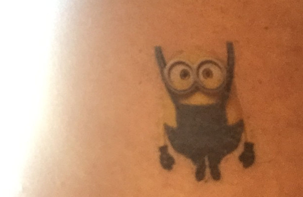 David Beckham's Minion tattoo transfer David Beckham's Minion tattoo transfer