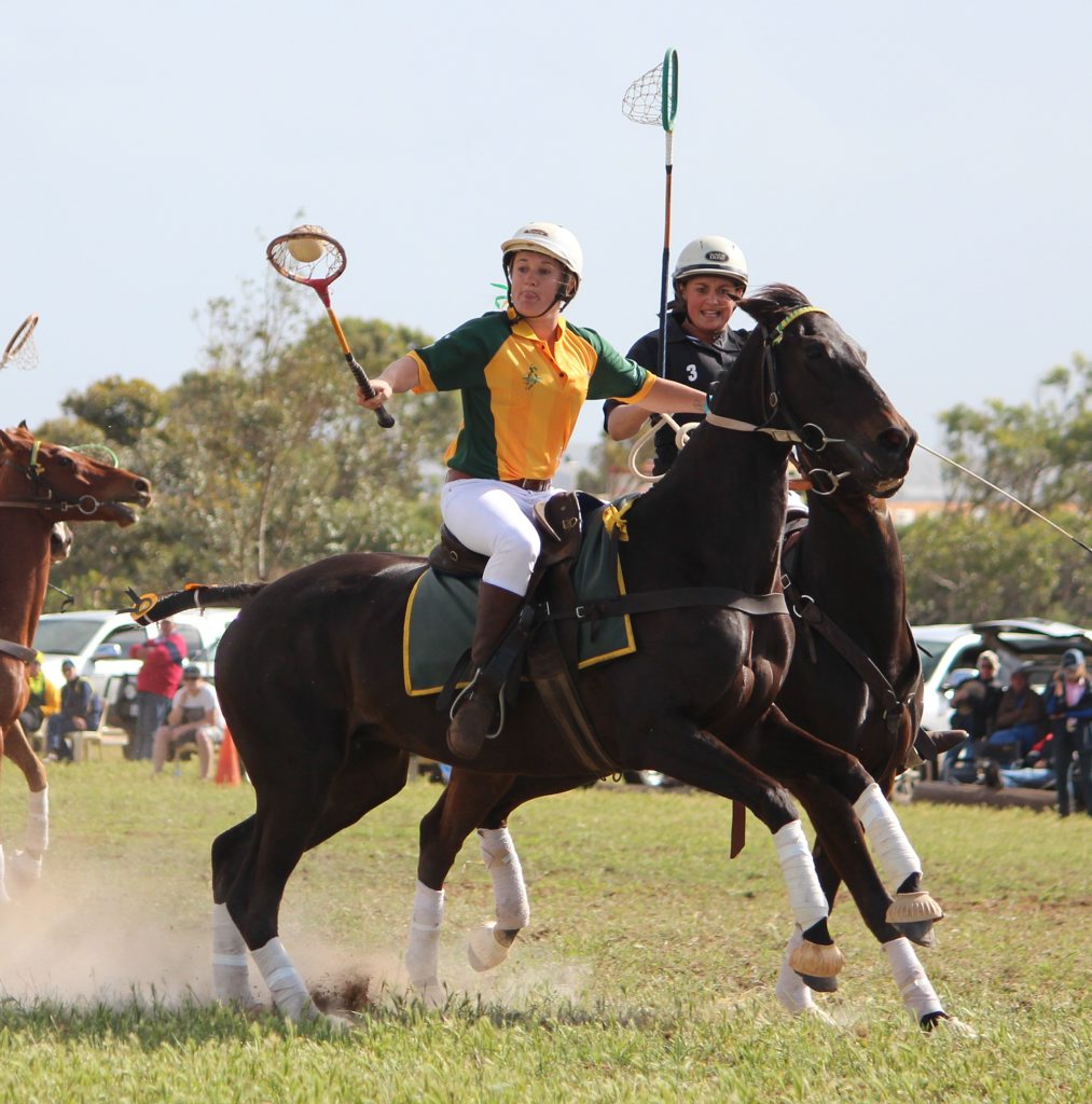 Cunningham Polocrosse Club member Lauren Cant shows her style for Australia in a Test and is playing in this year's World Cup. Cunningham Polocrosse Club member Lauren Cant shows her style for Australia in a Test and is playing in this year's World Cup.
