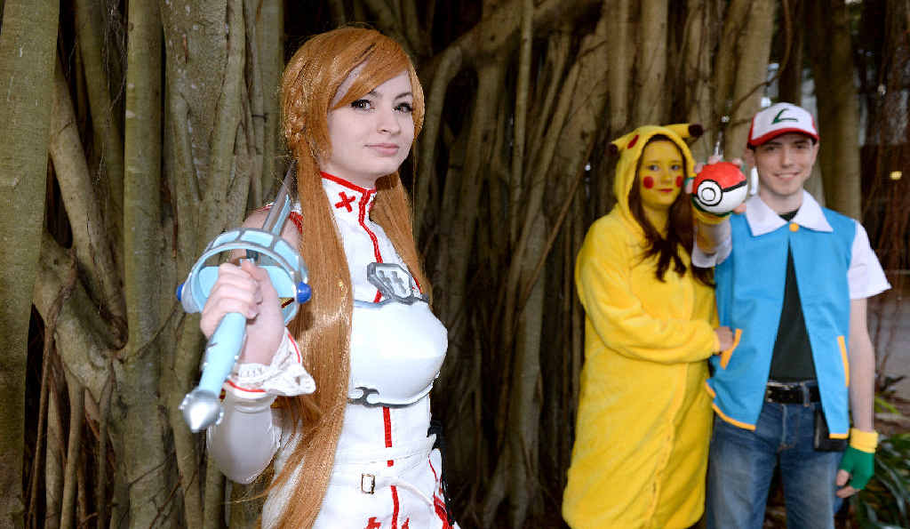GAME ON: Kate Woodfall as Asuna from Sword Art Online, Madisyn Smith as Pikachu and Scott Donnelly as Ash, both from Pokemon, dressed as their favourite characters for the Haven Video Games and Pop Culture Expo. GAME ON: Kate Woodfall as Asuna from Sword Art Online, Madisyn Smith as Pikachu and Scott Donnelly as Ash, both from Pokemon, dressed as their favourite characters for the Haven Video Games and Pop Culture Expo.