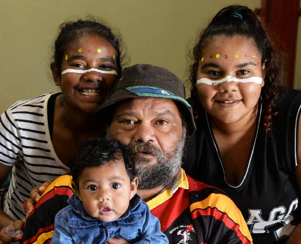 UNITY: Aloma Fisher, Lehtia Fisher, Merle Fisher and Tegan Fisher at yesterday’s NAIDOC Week launch. UNITY: Aloma Fisher, Lehtia Fisher, Merle Fisher and Tegan Fisher at yesterday’s NAIDOC Week launch.
