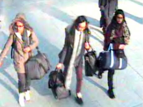 CCTV still of 15-year-old Amira Abase, left, Kadiza Sultana,16, center, and Shamima Begum, 15, walk through Gatwick airport before travelling to Syria CCTV still of 15-year-old Amira Abase, left, Kadiza Sultana,16, center, and Shamima Begum, 15, walk through Gatwick airport before travelling to Syria