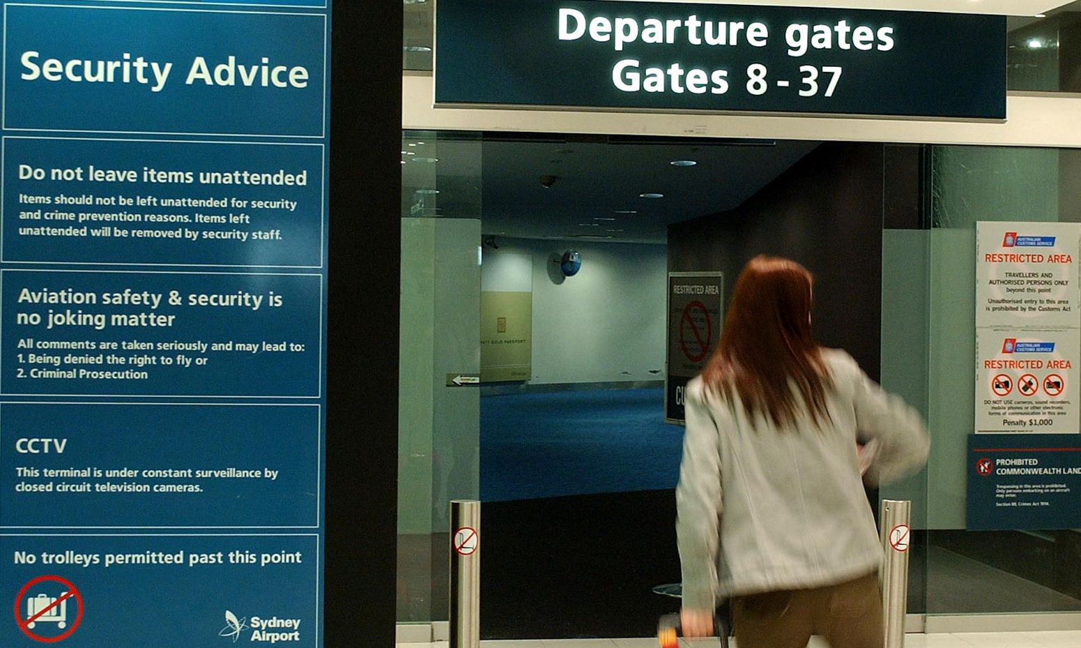 A terror suspect has been detained after airport security discovered knives and worrying notes in his luggage. A terror suspect has been detained after airport security discovered knives and worrying notes in his luggage.