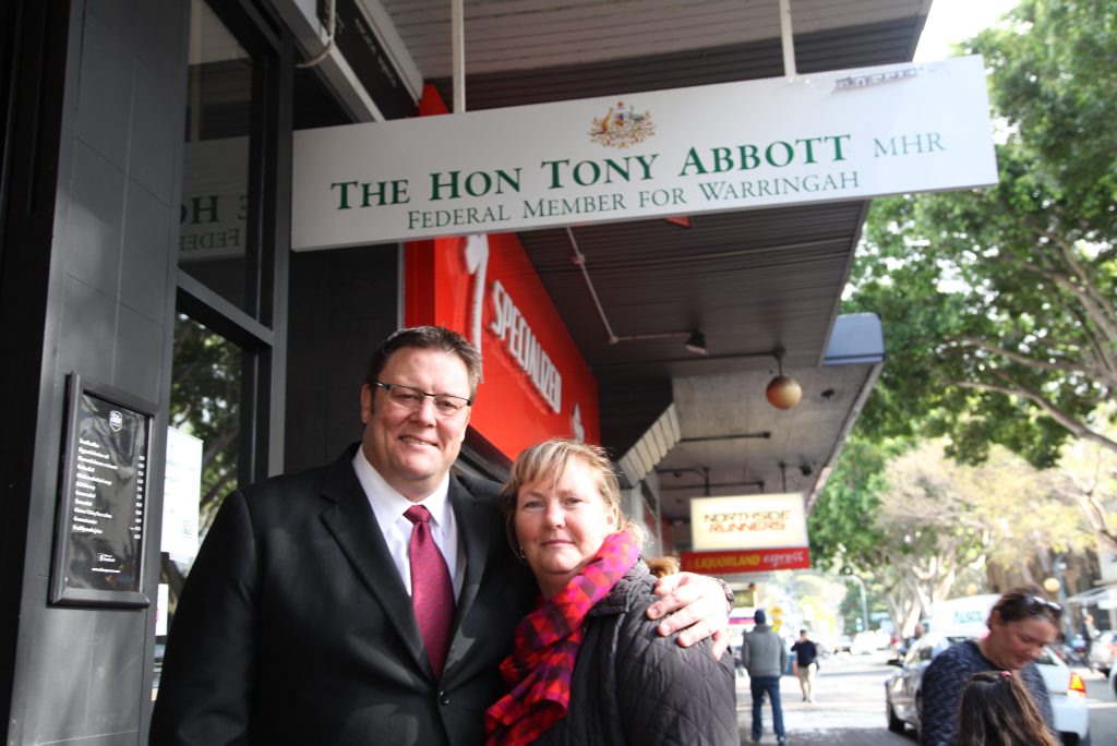 Senator Glenn Lazarus with Narrelle Nothdurft QLD resident, whose family's health is being affected by QGC's gasfield near Chinchilla, outside Prime Minister Tony Abbott's electoral office in Sydney. Photo Contributed Senator Glenn Lazarus with Narrelle Nothdurft QLD resident, whose family's health is being affected by QGC's gasfield near Chinchilla, outside Prime Minister Tony Abbott's electoral office in Sydney. Photo Contributed