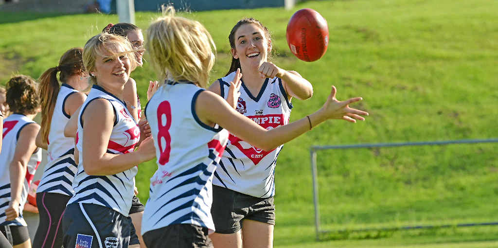 GET ACTIVE: Gympie Cats U18 player Sarah O’Brien passes the ball. GET ACTIVE: Gympie Cats U18 player Sarah O’Brien passes the ball.