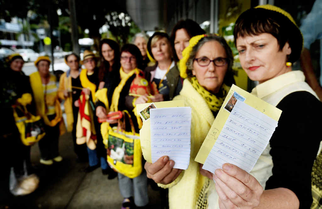 Members of the Knitting Nannas Against Gas have received threatening letters which crudely attack the widely known protestors. Members of the Knitting Nannas Against Gas have received threatening letters which crudely attack the widely known protestors.