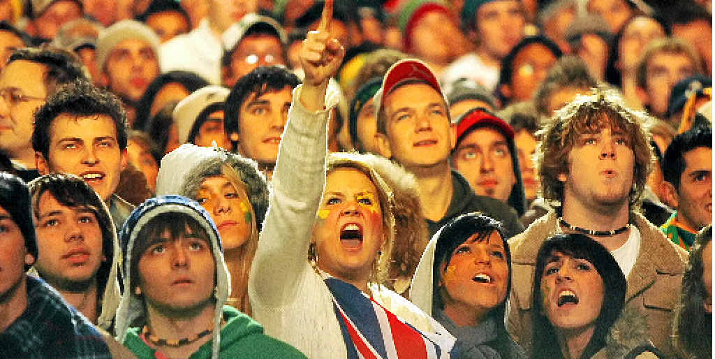 SPORTS MAD: Thousands of fans pack Melbourne’s Federation Square to watch the Socceroos. SPORTS MAD: Thousands of fans pack Melbourne’s Federation Square to watch the Socceroos.