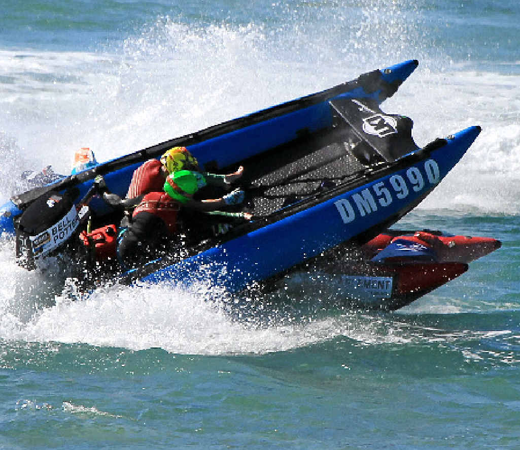 HEART-STOPPING MOMENT: Daniel Toney was watching the Thundercats race when he caught these shots of two of the boats colliding at Coolum. HEART-STOPPING MOMENT: Daniel Toney was watching the Thundercats race when he caught these shots of two of the boats colliding at Coolum.