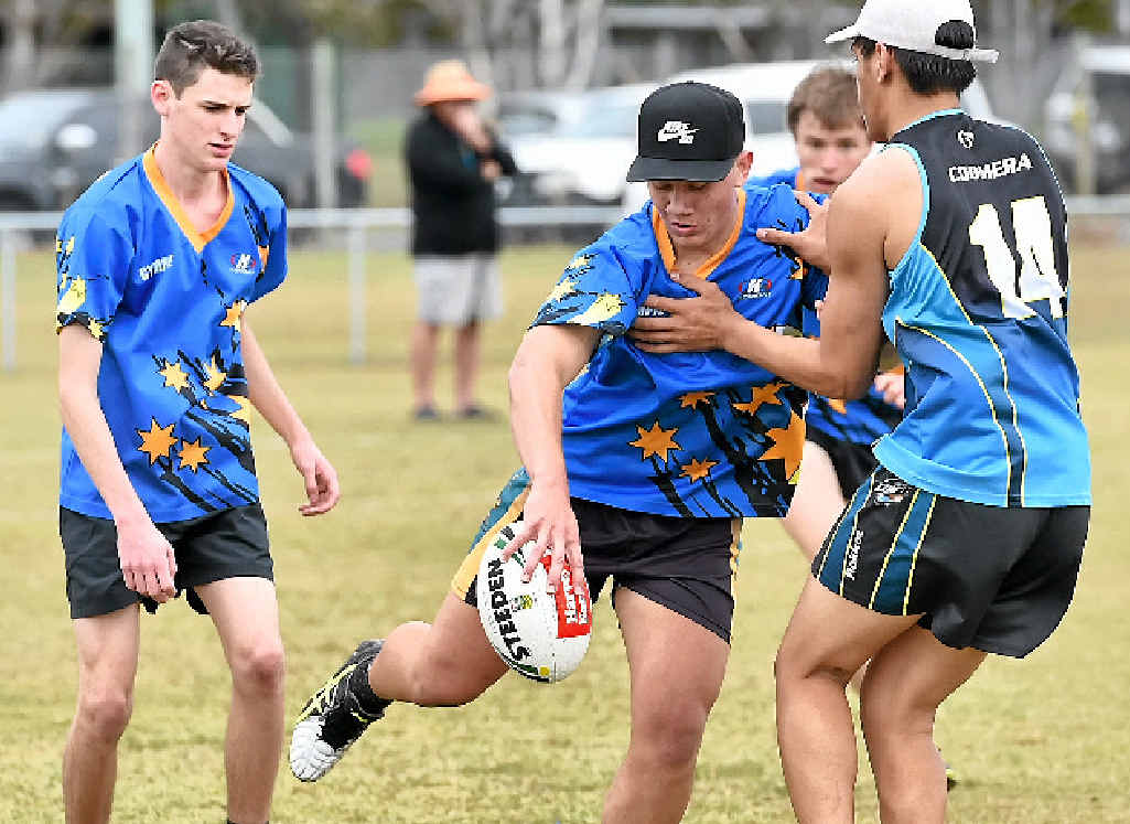 STATE CUP: Gympie’s Charlie Payne dumps the ball in Gympie’s match against Coomera. STATE CUP: Gympie’s Charlie Payne dumps the ball in Gympie’s match against Coomera.
