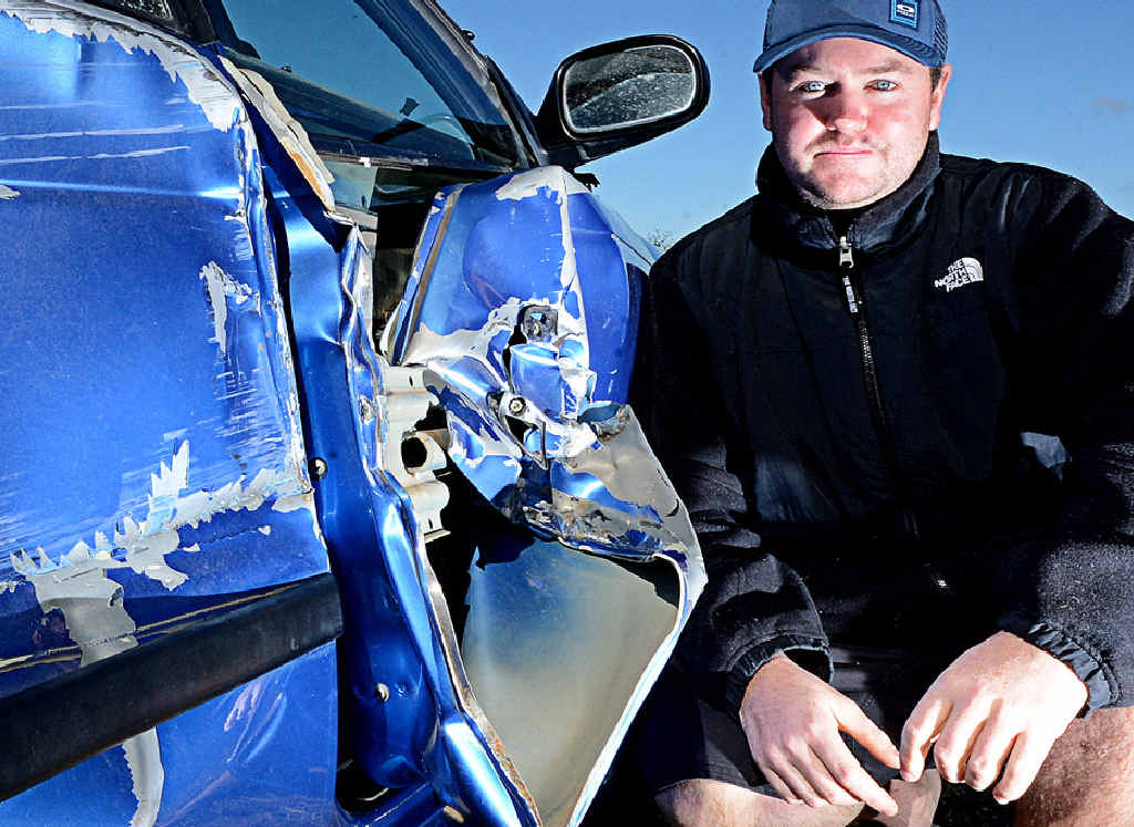 HUNT ON: Craig Rose is looking for the hit-run driver who crashed into his girlfriend’s parked car. HUNT ON: Craig Rose is looking for the hit-run driver who crashed into his girlfriend’s parked car.