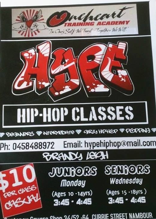 Fun, Casual hip-Hop classes in the heart of Nambour.
 Junior & Senior Classes! 
 $10 pay as you go, 1 hour lesson, contact me if interested please 