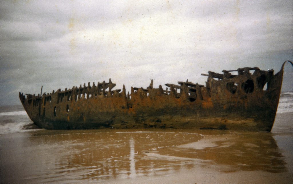 S.S. Dicky wreck, Dicky Beach, circa 1967. Photo - Heritage S.S. Dicky wreck, Dicky Beach, circa 1967. Photo - Heritage