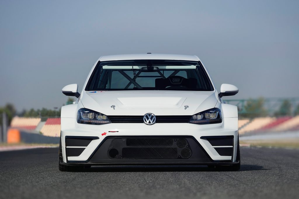 IN YER FACE: Aero kit includes carbon front splitter and mighty rear wing, while body is 40cm wider than a standard Golf's IN YER FACE: Aero kit includes carbon front splitter and mighty rear wing, while body is 40cm wider than a standard Golf's