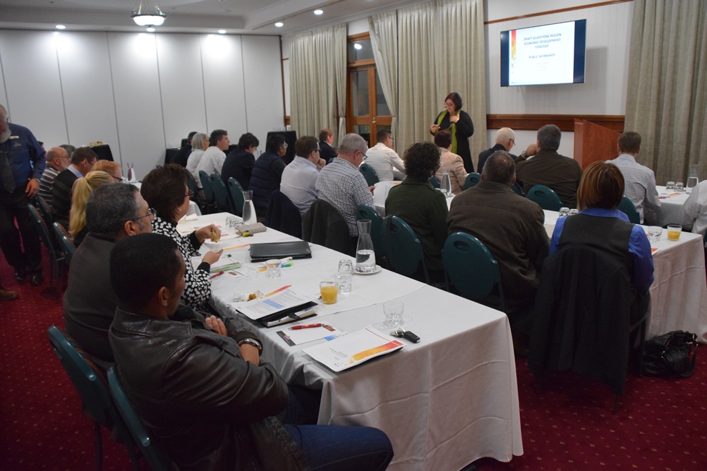 Gladstone Mayor Gail Sellers speaks at a workshop to gather community input on the council's economic development strategy, on Monday night. Gladstone Mayor Gail Sellers speaks at a workshop to gather community input on the council's economic development strategy, on Monday night.