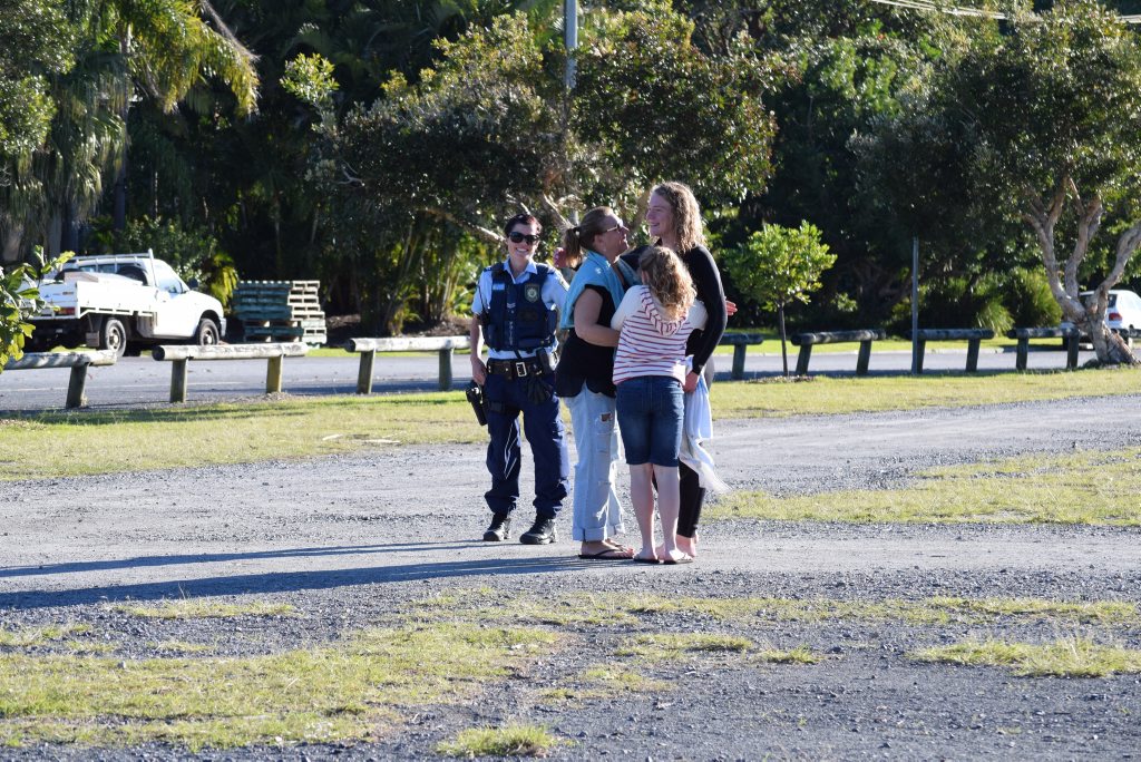 RESCUE: Billy Swayn from Victoria is re-united with his mother and sister after being rescued from rocks below the Byron Lighthouse by the Wespac Rescue Helicopter. Photo Christian Morrow / Byron Shire News RESCUE: Billy Swayn from Victoria is re-united with his mother and sister after being rescued from rocks below the Byron Lighthouse by the Wespac Rescue Helicopter. Photo Christian Morrow / Byron Shire News