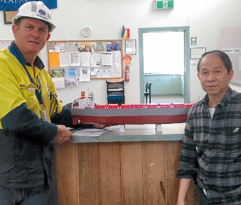 Mission to Seafarers chaplain to the Port of Gladstone, Russell Cunningham, was presented with a fully functional exact scale model of the M.V. Pos Esperance by captain Eduardo Almaquer. 