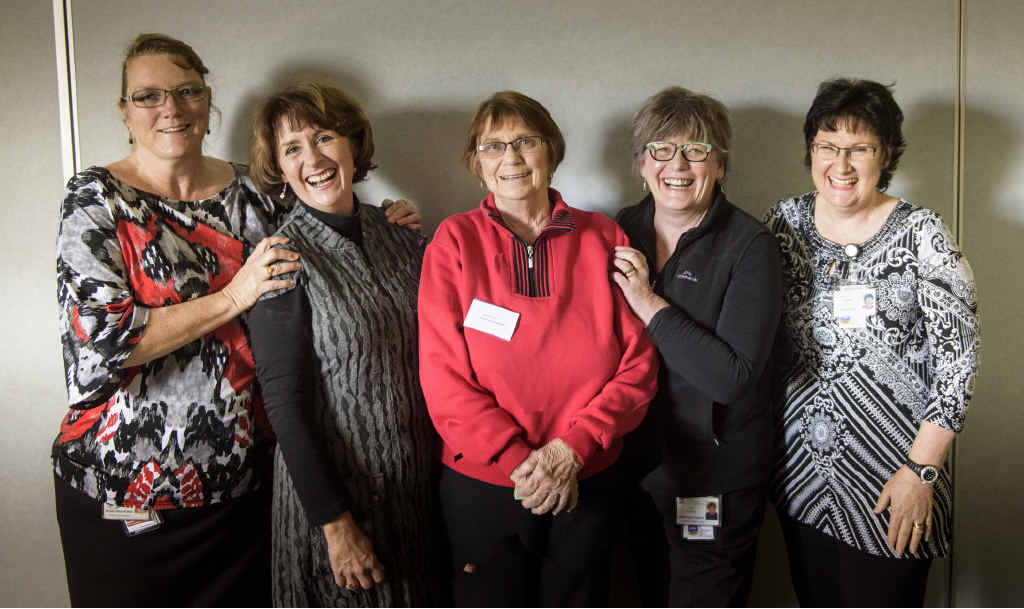 Grafton Base Hospital deputy director of nursing Heather Baker, hairdressing co-ordinator Donna Lewis, Look Good Feel Better participant Adela Howe, Lyn Harris and make-up co-ordinator Debbie Bowling celebrate the 15th birthday of the Look Good Feel better program. Photo: Adam Hourigan Grafton Base Hospital deputy director of nursing Heather Baker, hairdressing co-ordinator Donna Lewis, Look Good Feel Better participant Adela Howe, Lyn Harris and make-up co-ordinator Debbie Bowling celebrate the 15th birthday of the Look Good Feel better program. Photo: Adam Hourigan