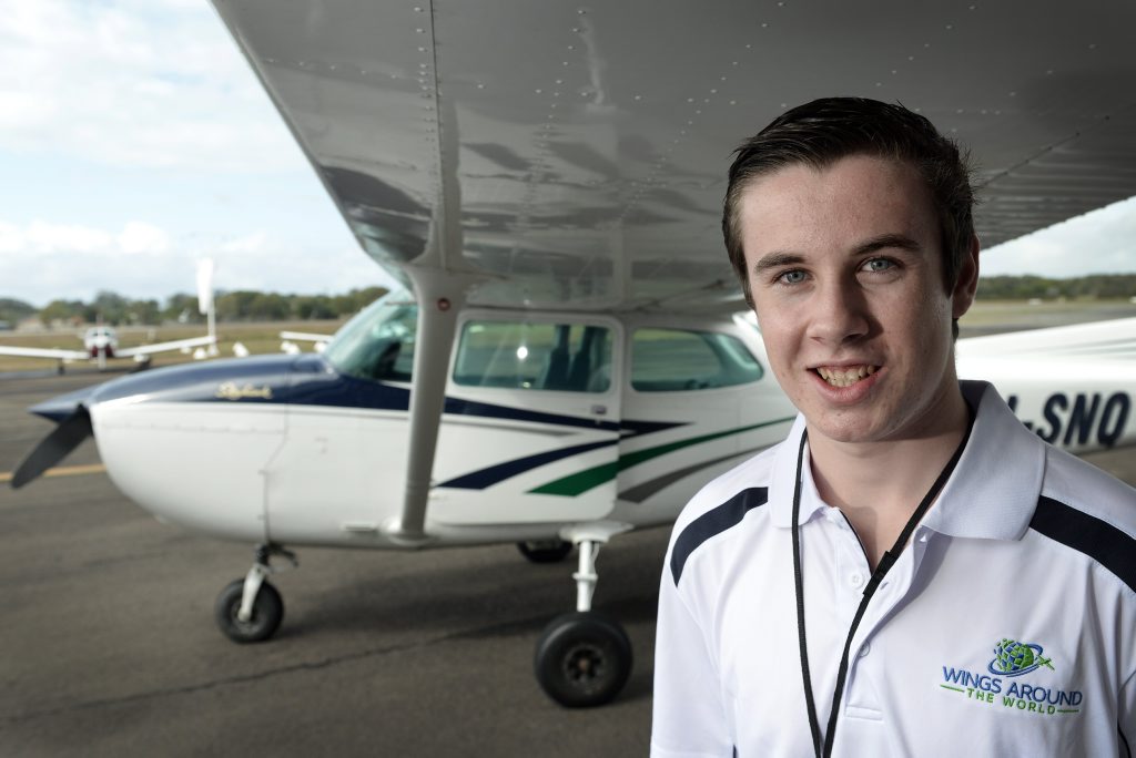 Nambour 17-year-old Lachlan Smart launches his bid to fly around the world by himself. Nambour 17-year-old Lachlan Smart launches his bid to fly around the world by himself.