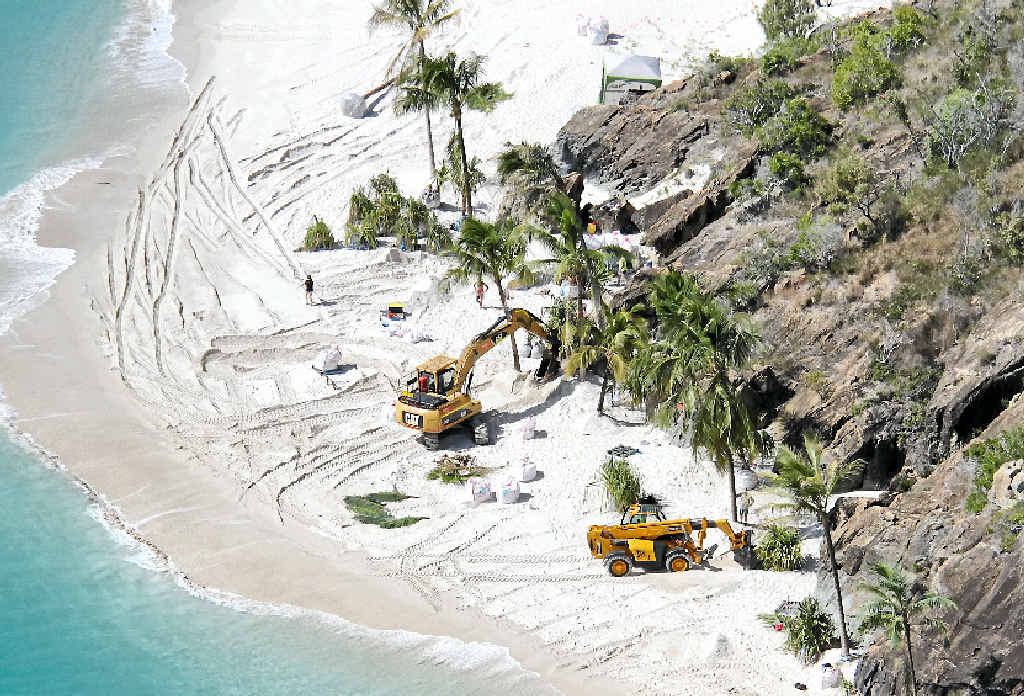 SET-BUILDING: A set being constructed at Katie Cove on the northern end of Haslewood Island. SET-BUILDING: A set being constructed at Katie Cove on the northern end of Haslewood Island.