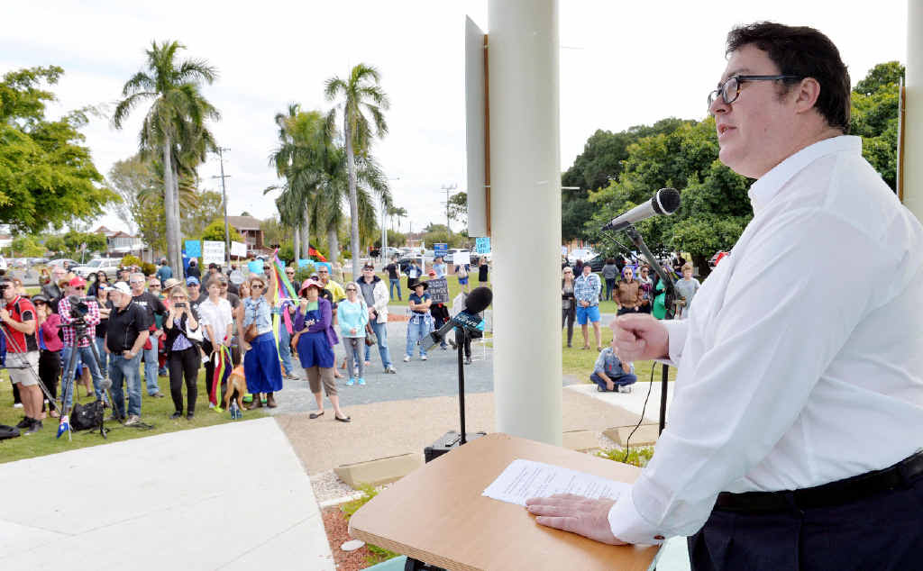 CONTROVERSIAL: George Christensen at Reclaim Australia Rally in Mackay on Sunday. PHOTO: TONY MARTIN CONTROVERSIAL: George Christensen at Reclaim Australia Rally in Mackay on Sunday. PHOTO: TONY MARTIN