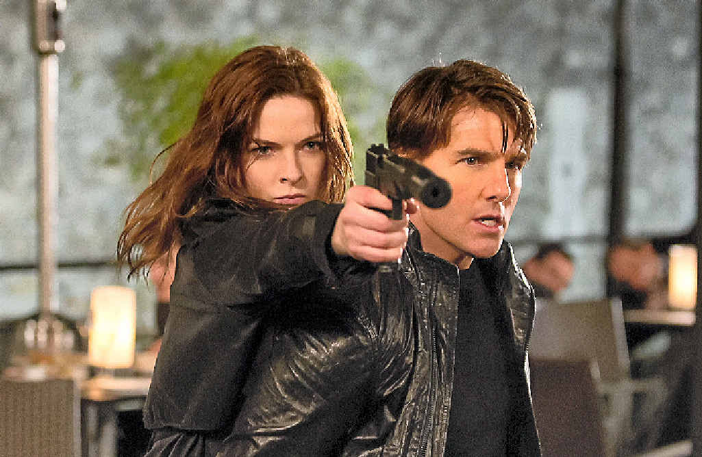 Rebecca Ferguson and Tom Cruise in a scene from the movie Mission: Impossible – Rogue Nation. Rebecca Ferguson and Tom Cruise in a scene from the movie Mission: Impossible – Rogue Nation.