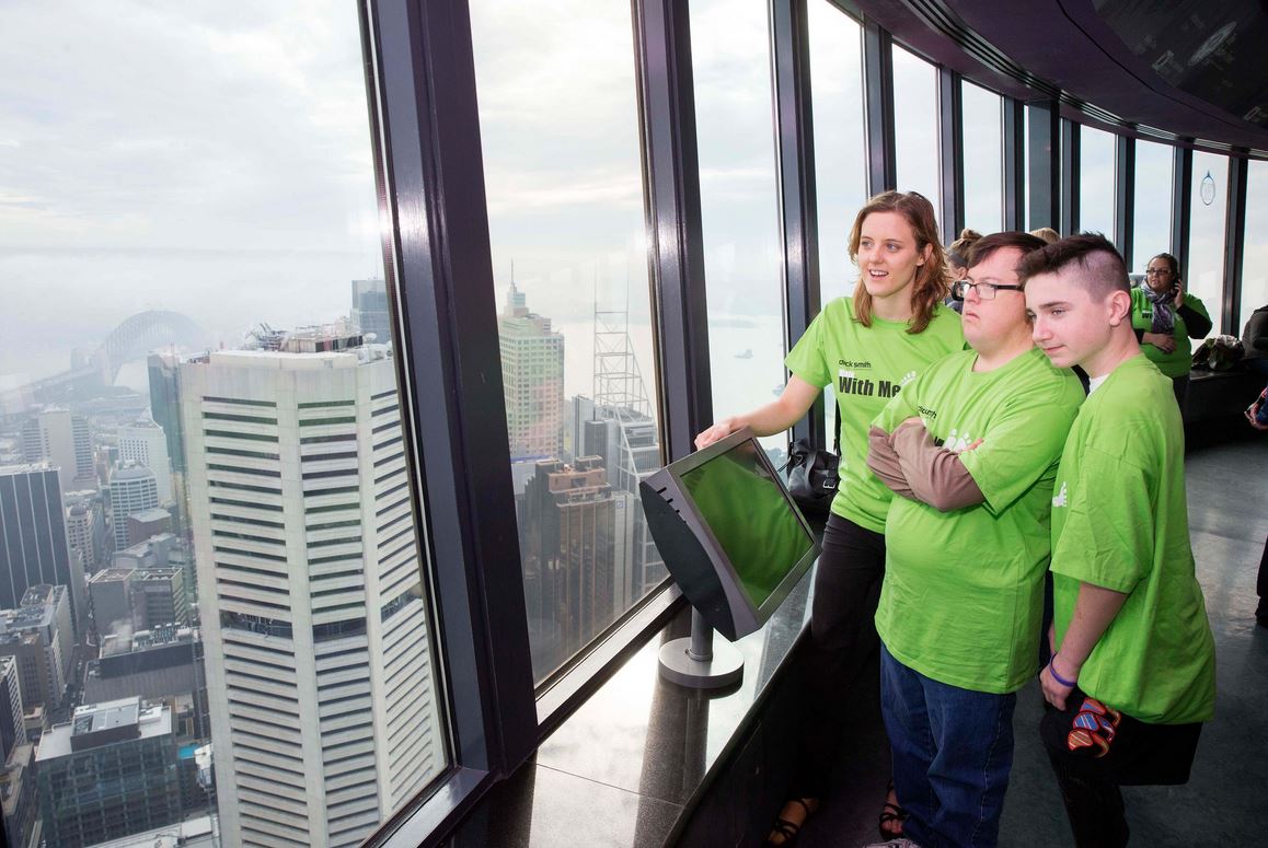 Nathan Johnson, Kyle Haslam and Paralympic gold medallist Ellie Cole, enjoying the launch at SKYWALK.