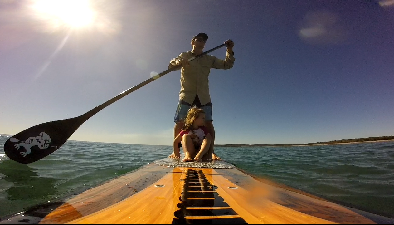 Josh Herbert takes his daughter Claudia stand up paddle boarding. 